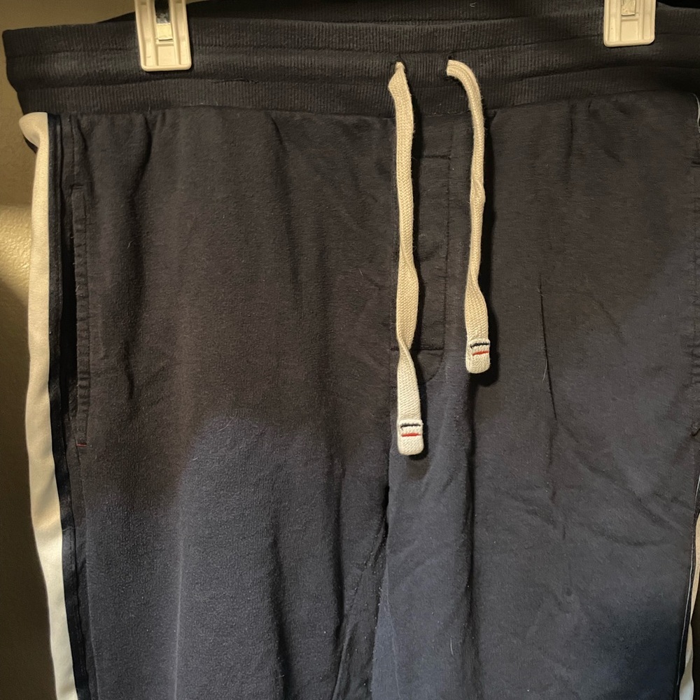 Navy Jogger Pants with White Stripes